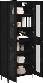 vidaXL Highboard Μαύρη Οξυά 69,5 x 34 x 180 εκ. Επεξεργασμένο Ξύλο