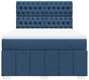 Κρεβάτι Boxspring με Στρώμα Μπλε 160x200 εκ. Υφασμάτινο - Μπλε