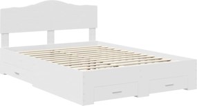 vidaXL Σκελετός Κρεβατιού Λευκό 140 x 190 cm Επεξεργασμένο ξύλο