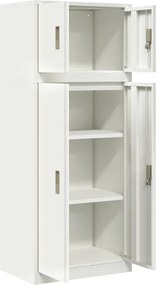 vidaXL Ντουλάπι αποθήκευσης 2 τμχ. Λευκός 60 x 40 x 145 εκ Ατσάλι