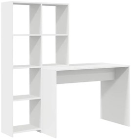 vidaXL Γραφείο με ράφι Λευκό 138.5 x 55 x 143 εκ Επεξεργασμένο ξύλο