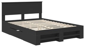 vidaXL Σκελετός Κρεβατιού Μαύρο 150 x 200 cm Επεξεργασμένο ξύλο
