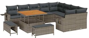 vidaXL Σετ Καναπέ Κήπου 12 pcs Γκρι συνθετικό ρατάν