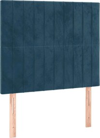 vidaXL Κρεβάτι Boxspring με Στρώμα Σκούρο Μπλε 100x200 εκ. Βελούδινο