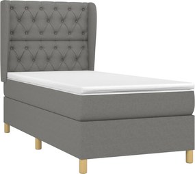 vidaXL Κρεβάτι Boxspring με Στρώμα Σκούρο Γκρι 80x200 εκ. Υφασμάτινο