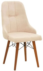 Καρέκλα Elif 266-000015 46x50x97cm Ecru-Walnut Ξύλο,Ύφασμα