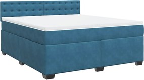 vidaXL Κρεβάτι Boxspring με Στρώμα Μπλε 180x200 εκ. Βελούδινο