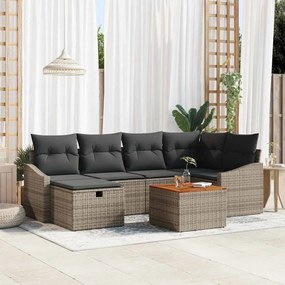 vidaXL Σετ Καναπέ Κήπου με μαξιλάρι 7 pcs Γκρι Πολυ ράταν