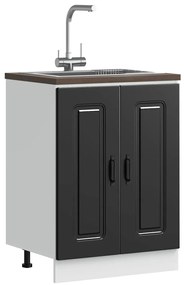 vidaXL Ντουλάπι βάσης νεροχύτη Kalmar Μαύρο 60x46x81,5 εκ. Επεξ. Ξύλο