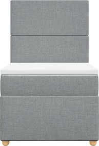 vidaXL Κρεβάτι Boxspring με Στρώμα Ανοιχτό Γκρι 100x200 εκ. Υφασμάτινο
