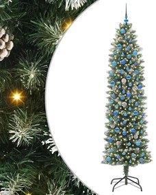 vidaXL Τεχνητό Λεπτό Χριστουγεννιάτικο Δέντρο Πράσινο και Λευκό 240 cm