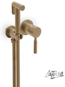La Torre Flush mix / Tech Inox Antique Brass Μίκτης Εντοιχισμού 2 Οπών με Ντουζάκι Shut-off