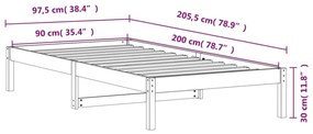 Καναπές Κρεβάτι Καφέ Κεριού 90 x 200 εκ. από Μασίφ Ξύλο Πεύκου - Καφέ