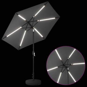 vidaXL Ομπρέλα Κήπου με LED Φώτα και Βάση 230 x 230 εκ Πολυεστέρας