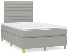 VidaXL Κρεβάτι Boxspring με Στρώμα Ανοιχτό Γκρι 120x190 εκ. Υφασμάτινο