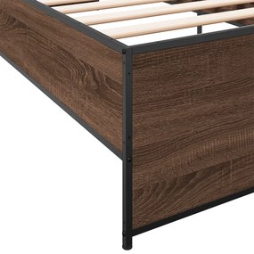vidaXL Πλαίσιο Κρεβατιού Καφέ Δρυς 75x190 εκ. Επεξ. Ξύλο &amp; Μέταλλο