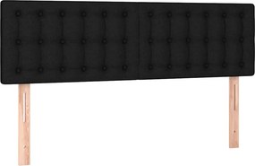 vidaXL Κρεβάτι Boxspring με Στρώμα &amp; LED Μαύρο 140x200 εκ. Υφασμάτινο