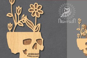 Σετ των 2 Intra απο ξύλο plywood 3mm-4mm πάχος - Floral Skull Cut Laser Decoration 2 Δίασταση 15x15 cm INTRAFABR-123187697
