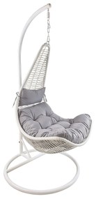 Κούνια Πολυθρόνα ArteLibre KEVIN Λευκό/Γκρι Μέταλλο/Rattan 80x70x195cm Arte-14510015