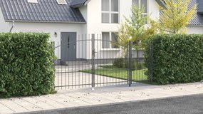 vidaXL Πύλη Κήπου  με λοξωτή κορυφή γκρι 175x400 εκ. από χάλυβα.