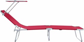 vidaXL Ξαπλώστρα 2 pcs Κόκκινο 58 x 188 x 77 εκ. Πολυεστέρας