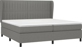 vidaXL Κρεβάτι Boxspring με Στρώμα Σκούρο Γκρι 200x200 εκ. Υφασμάτινο