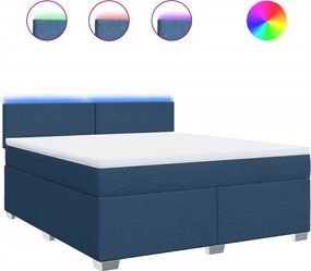 vidaXL Κρεβάτι Boxspring με Στρώμα Μπλε 180x200 εκ. Υφασμάτινο