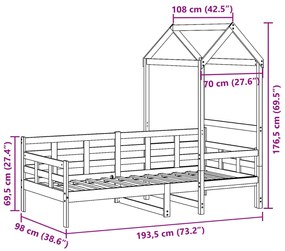 ΚΑΝΑΠΕΣ ΚΡΕΒΑΤΙ ΜΕ ΟΡΟΦΗ ΛΕΥΚΟΣ 90X190ΕΚ. ΑΠΟ ΜΑΣΙΦ ΞΥΛΟ ΠΕΥΚΟΥ 3282329