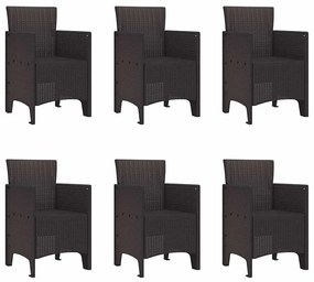 vidaXL Σέτ φαγητού για κήπο 7 pcs Καφέ Rattan Polt