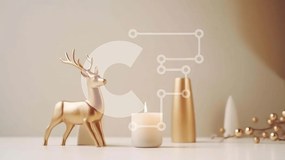 Intra Συλλεκτικό Ξύλινο Παζλ Plywood  4mm - Χρυσό άγαλμα ταράνδου με κεριά και διακοσμήσεις Σε Ξύλινο Κουτί - Διαστάσεις: 10x10 cm – 25 κομμάτια