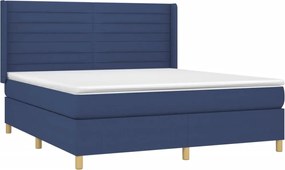 vidaXL Κρεβάτι Boxspring με Στρώμα Μπλε 180x200 εκ. Υφασμάτινο