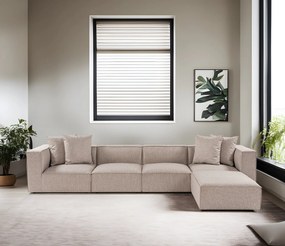 Corner Sofa Sora (L1-O1-O1-1R-POUFFE ) - Sand Beige Sand Beige