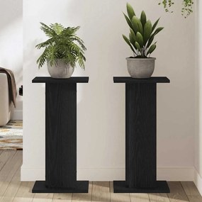 vidaXL Βάσεις Ηχείων με ράφι 2 pcs Μαύρη δρυς Επεξεργασμένο ξύλο