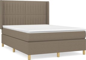 vidaXL Κρεβάτι Boxspring με Στρώμα Taupe 140x190 εκ. Υφασμάτινο
