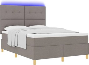 vidaXL LED Κρεβάτι με βάθρο με στρώμα Taupe 140 x 190 cm ύφασμα
