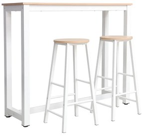Intrahome Σετ τραπέζι μπαρ Marle Intrahome 3τμχ φυσικό-λευκό πόδι 120x40x100εκ | SKU: INTRAPA-336111125