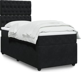 vidaXL Κρεβάτι Boxspring με Στρώμα Μαύρο 100x200 εκ. Βελούδινο