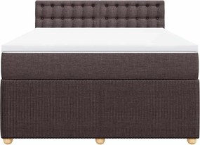 vidaXL Κρεβάτι Boxspring με Στρώμα Σκούρο Καφέ 140x200 εκ Υφασμάτινο
