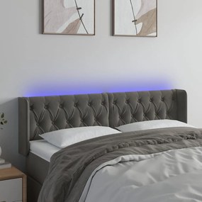 Κεφαλάρι Κρεβατιού LED Σκούρο Γκρι 147x16x78/88 εκ. Βελούδινο 3123621