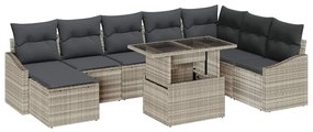 vidaXL Σετ Καναπέ Κήπου με μαξιλάρι 9 pcs Ανοιχτό γκρι