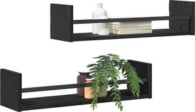 vidaXL Ράφι Τοίχου Επιτοίχιο 2 pcs Μαύρη Οξυά 60 x 16 x 14 cm