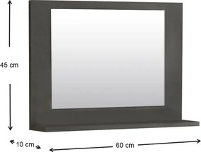 Καθρέπτης μπάνιου Devlin Megapap χρώμα ανθρακί 60x10x45εκ.
