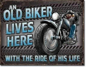 Μεταλλική πινακίδα Old Biker - Ride, (42 x 30 cm)