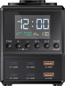 Blitzwolf BW-FW10 ξυπνητήρι με φορτιστή 2xUSB-A, 4xUSB-C, 240W