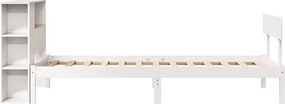 vidaXL Κρεβάτι Βιβλιοθήκη Χωρίς Στρώμα Λευκό 75x190 εκ Μασίφ Πεύκο