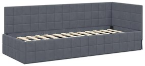 vidaXL Κρεβάτι Γωνίας με κεφαλάρι Σκούρο Γκρι 80 εκ x 200 εκ Βελούδο