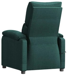 vidaXL Πολυθρόνα Μασάζ Σκούρο Πράσινο Υφασμάτινη