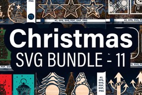 Σετ των 2 Intra απο ξύλο plywood 3mm-4mm πάχος Χριστουγεννιάτικο 11 Δίασταση 25x25 cm INTRAFABR-53577061