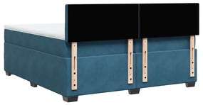 Κρεβάτι Boxspring με Στρώμα Μπλε 200x200 εκ. Βελούδινο - Μπλε