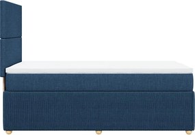 vidaXL Κρεβάτι Boxspring με Στρώμα Μπλε 90x200 εκ.Υφασμάτινο